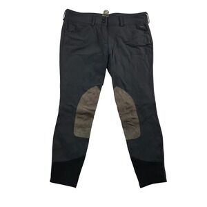 RJ Classics Gulf Low Rise Front Zip Knee Patch Breeches Charcoal Gray 30R Mens
